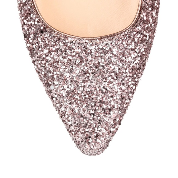 NIB Jimmy Choo Romy Flat XLC Tea Rose Metallic Coarse Glitter Size 40 - Picture 9 of 9